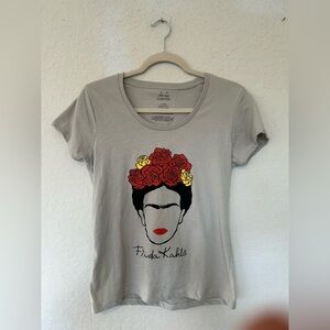 Frida Kahlo Graphic Tee Small Boho Art Shirt Floral Crown Minimalist Tee